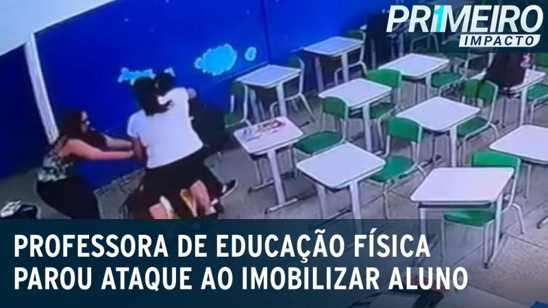 Vídeo mostra professora imobilizando autor de ataque em escola de SP